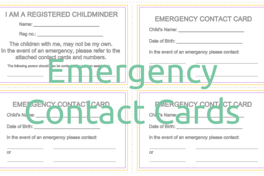 Printable Emergency Contact Cards