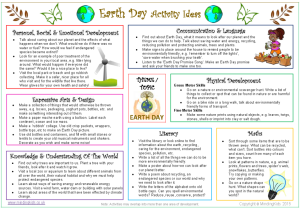 Earth Day Activity Ideas Sheet