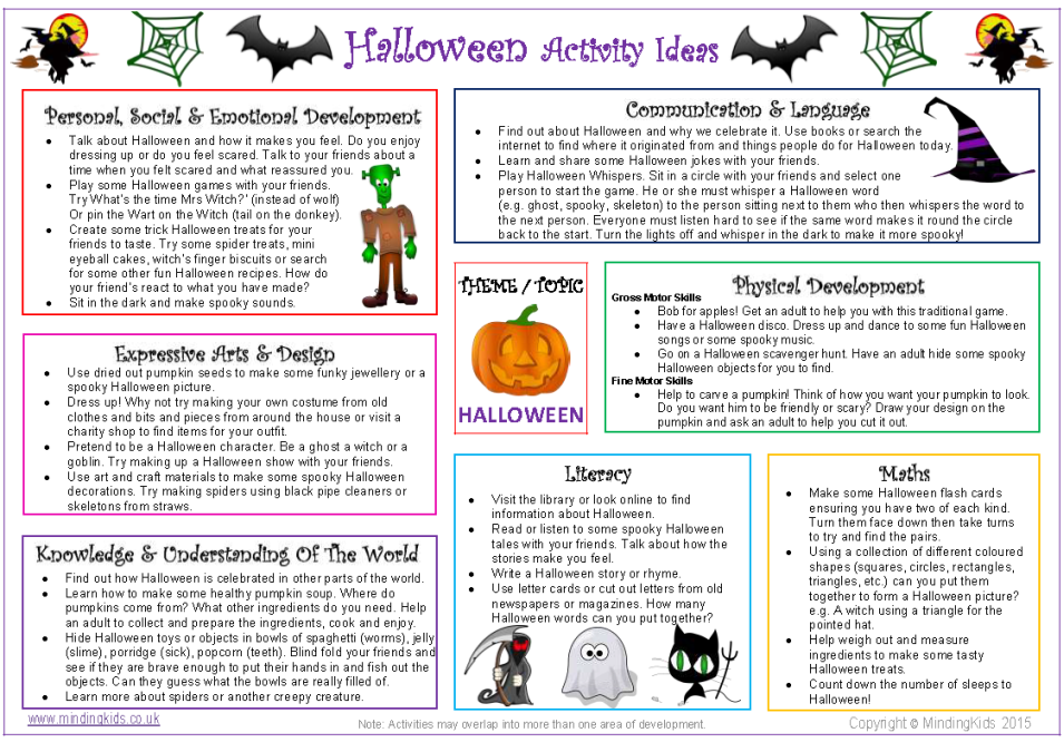  Halloween  Activity  Ideas  Sheet MindingKids
