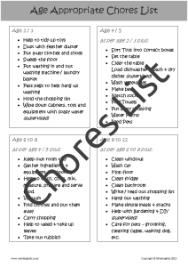 Age Appropriate Chores List