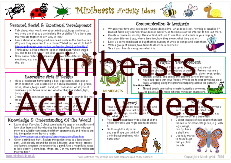 Lesson Plan Minibeasts Theme For Kindergarten