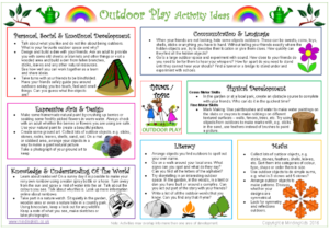 Outdoor Play Activity Ideas Sheet