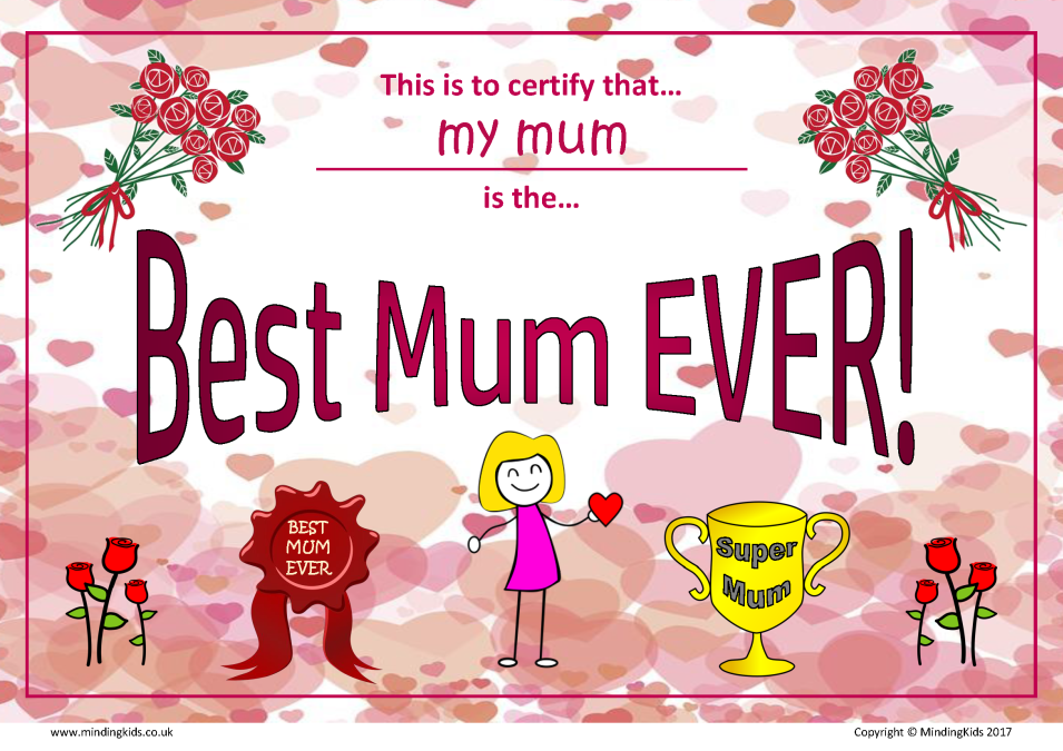 Best Mother Award Certificate