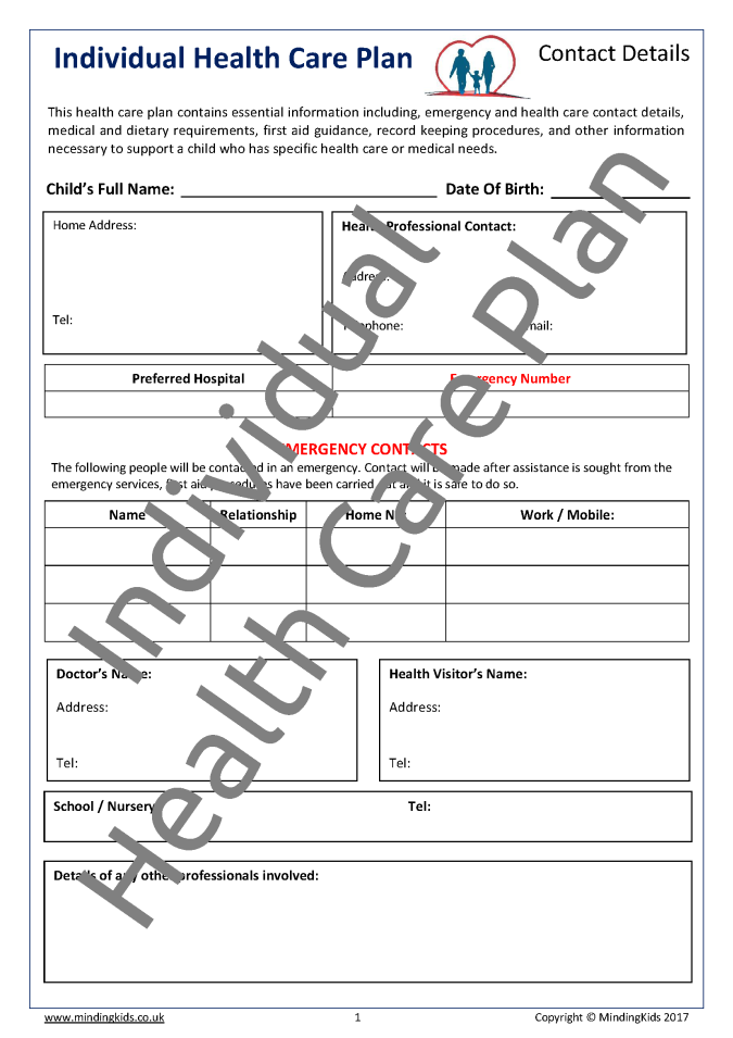 39 Individual Health Care Plan Template
