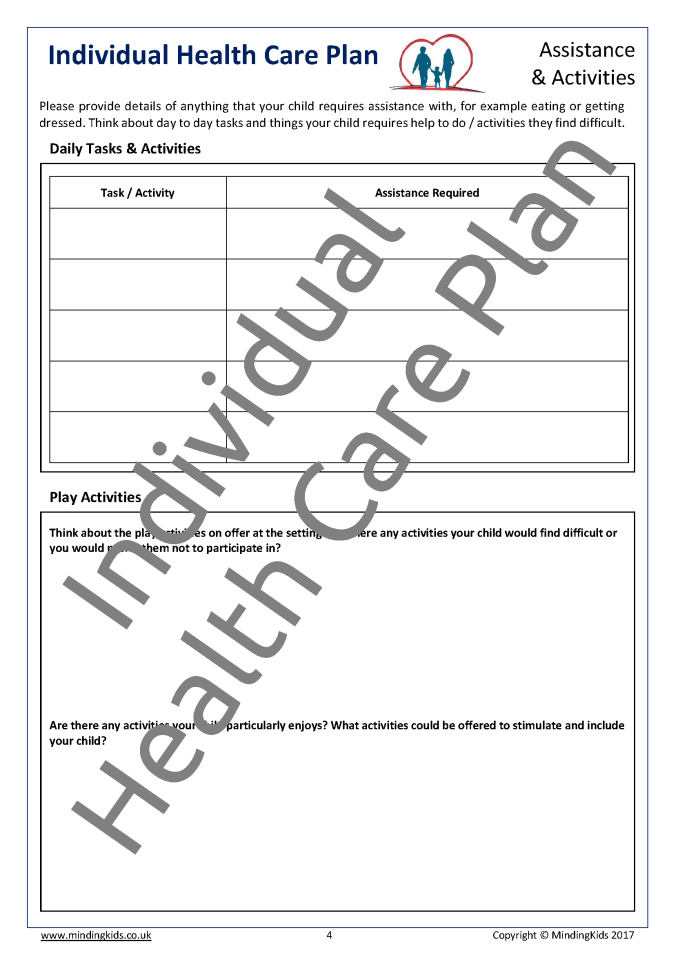 Individual Health Care Plan Page 4 MindingKids