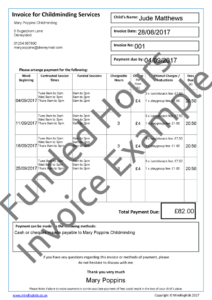 Funded Hours Invoice