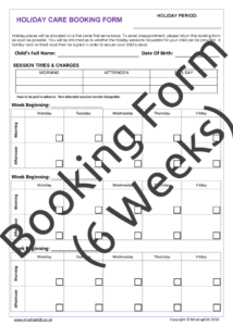 Holiday Booking Form 6 Weeks