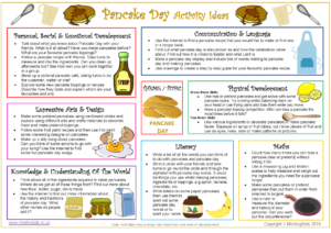 Pancake Day Activity Ideas Sheet