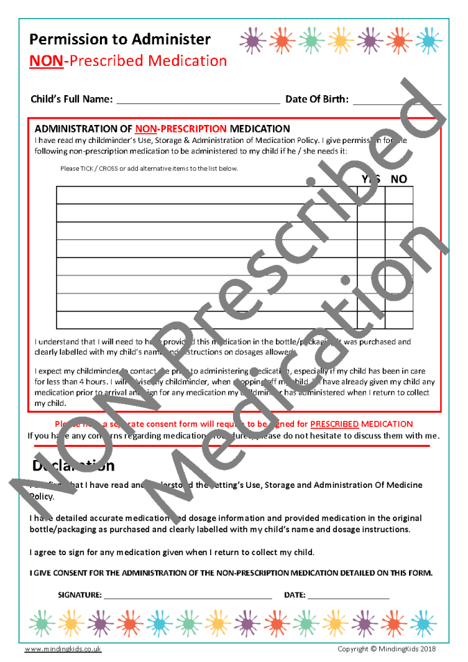 Medication Consent Form Template from mindingkids.co.uk