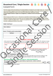 Occasional Care / Single Session Consent Form