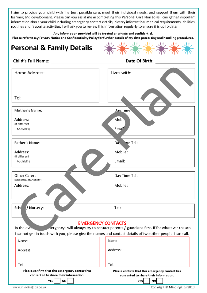 Care Plans Consents Pack MindingKids