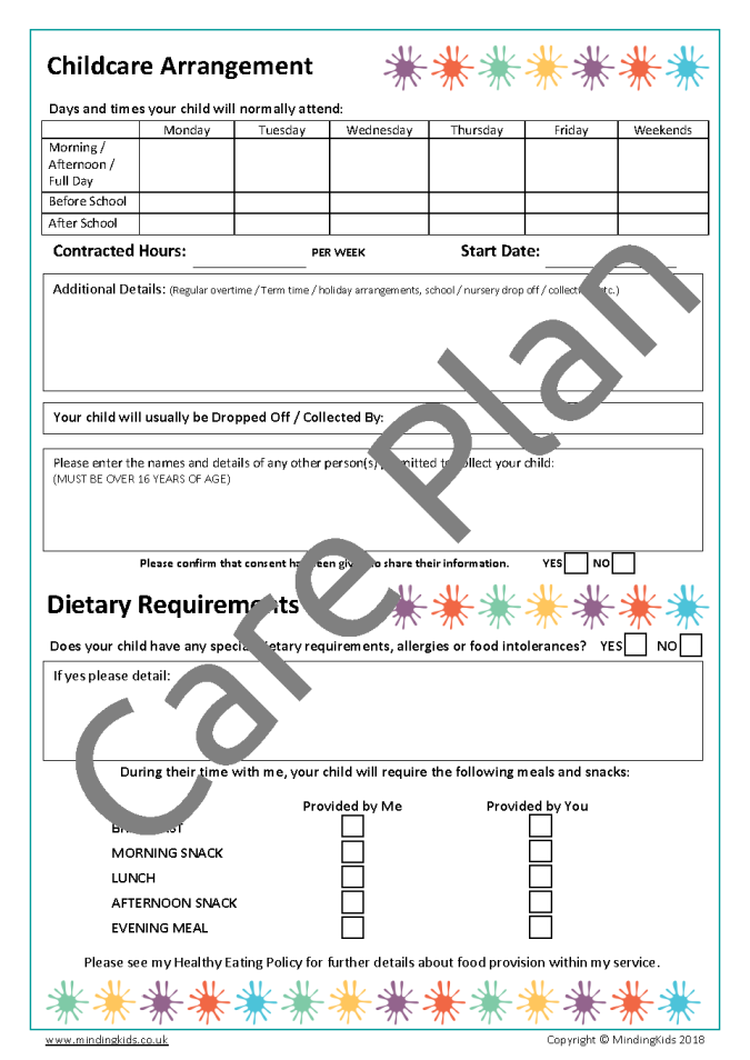 Care Plans Consents Pack MindingKids