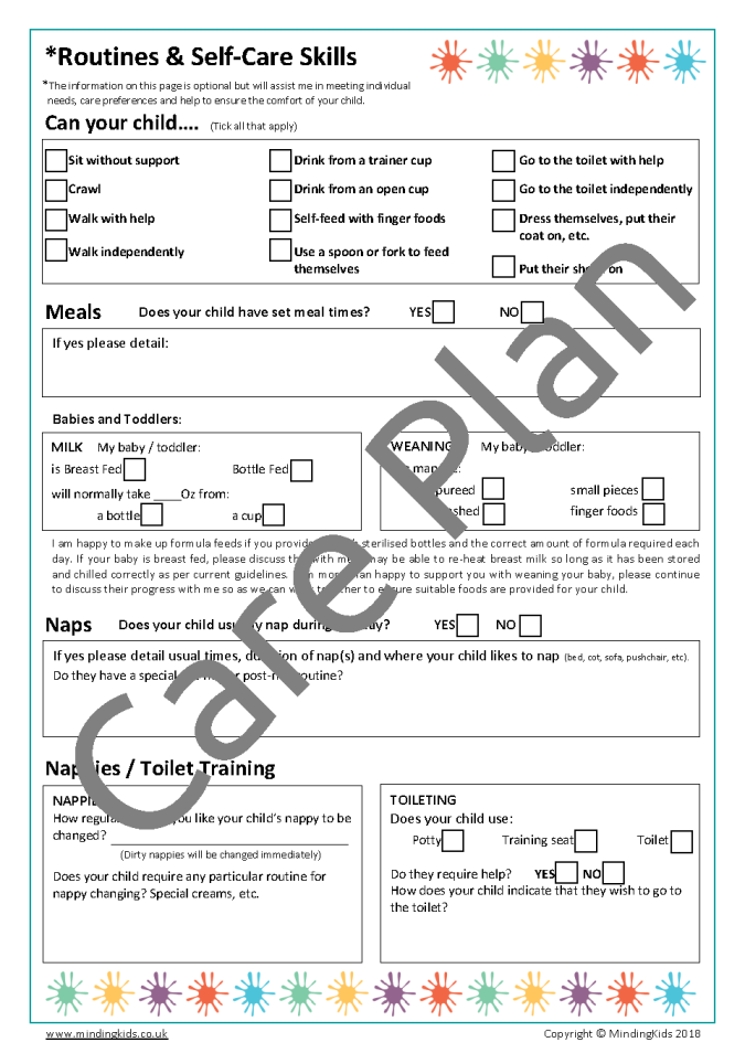 Care Plans Consents Pack MindingKids