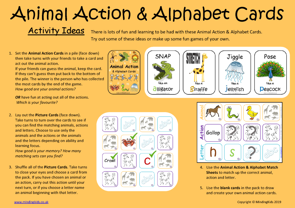 Animal Action & Alphabet Cards - MindingKids