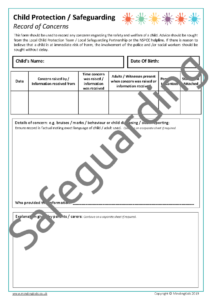 Safeguarding - Record of Concerns