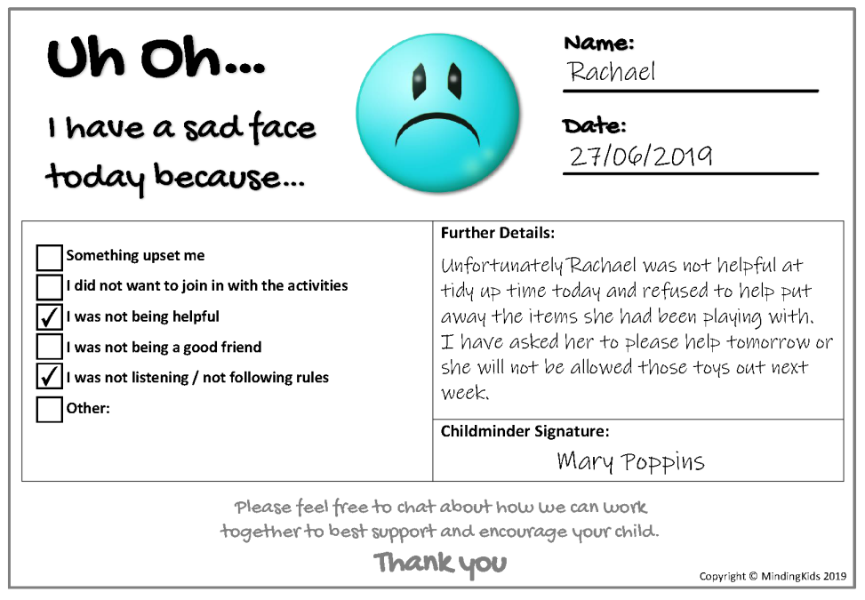 Behaviour Emotions Sad Face EXAMPLE MindingKids