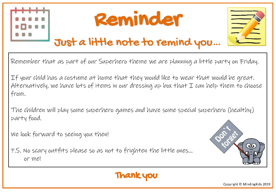 Printable Reminder Notes Template