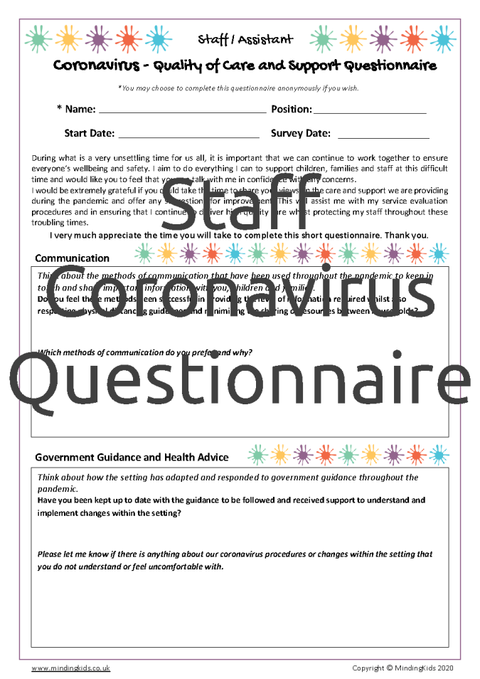 Staff Coronavirus Questionnaire