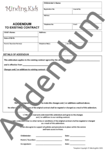 Addendum to Existing Contract Form