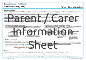 EYFS Learning Log Parent Info Page