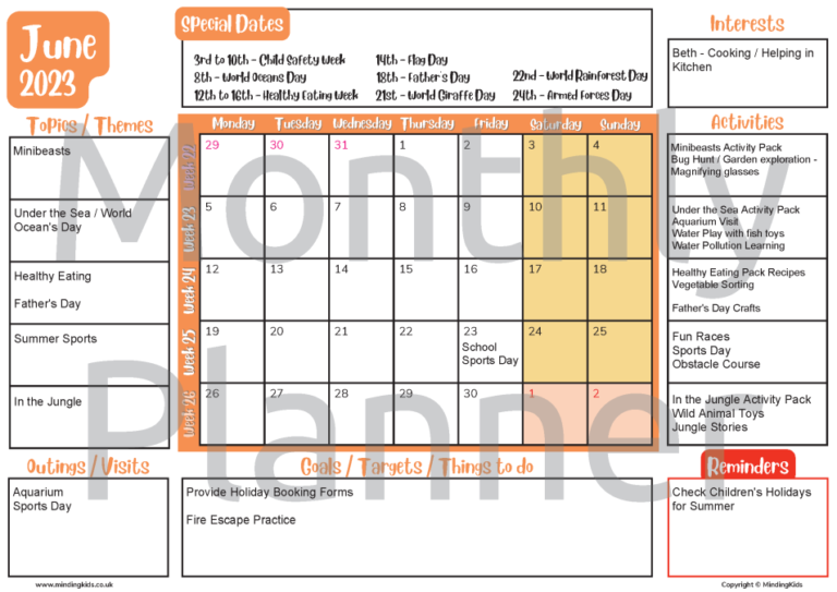 Monthly Planner - MindingKids