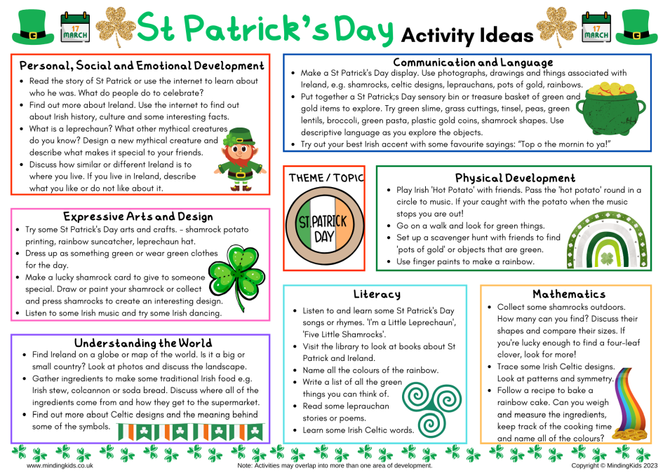 St Patrick s Day Activity Ideas Sheet MindingKids
