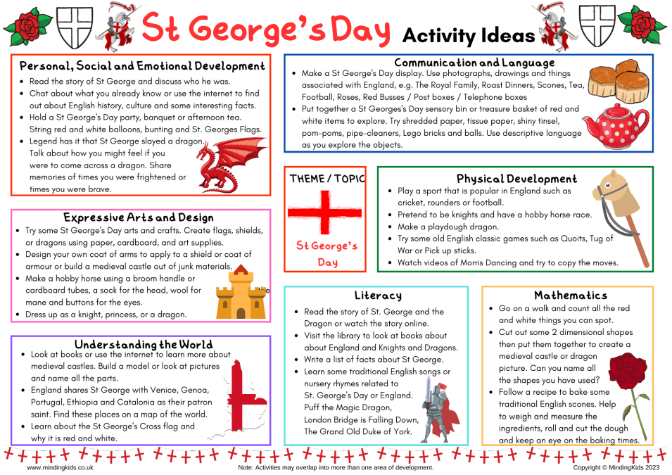 St George s Day Activity Ideas Sheet MindingKids