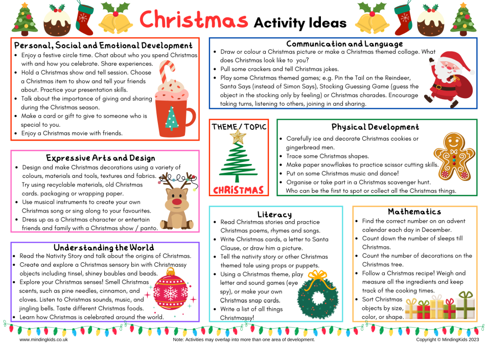 christmas activities on paper